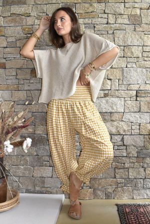 Nonni Gingham Bloomer Pant Mustard